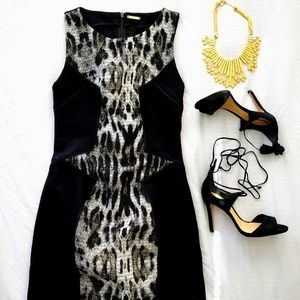 Rebecca Minkoff Moulin Seamed Snow Leopard Dress